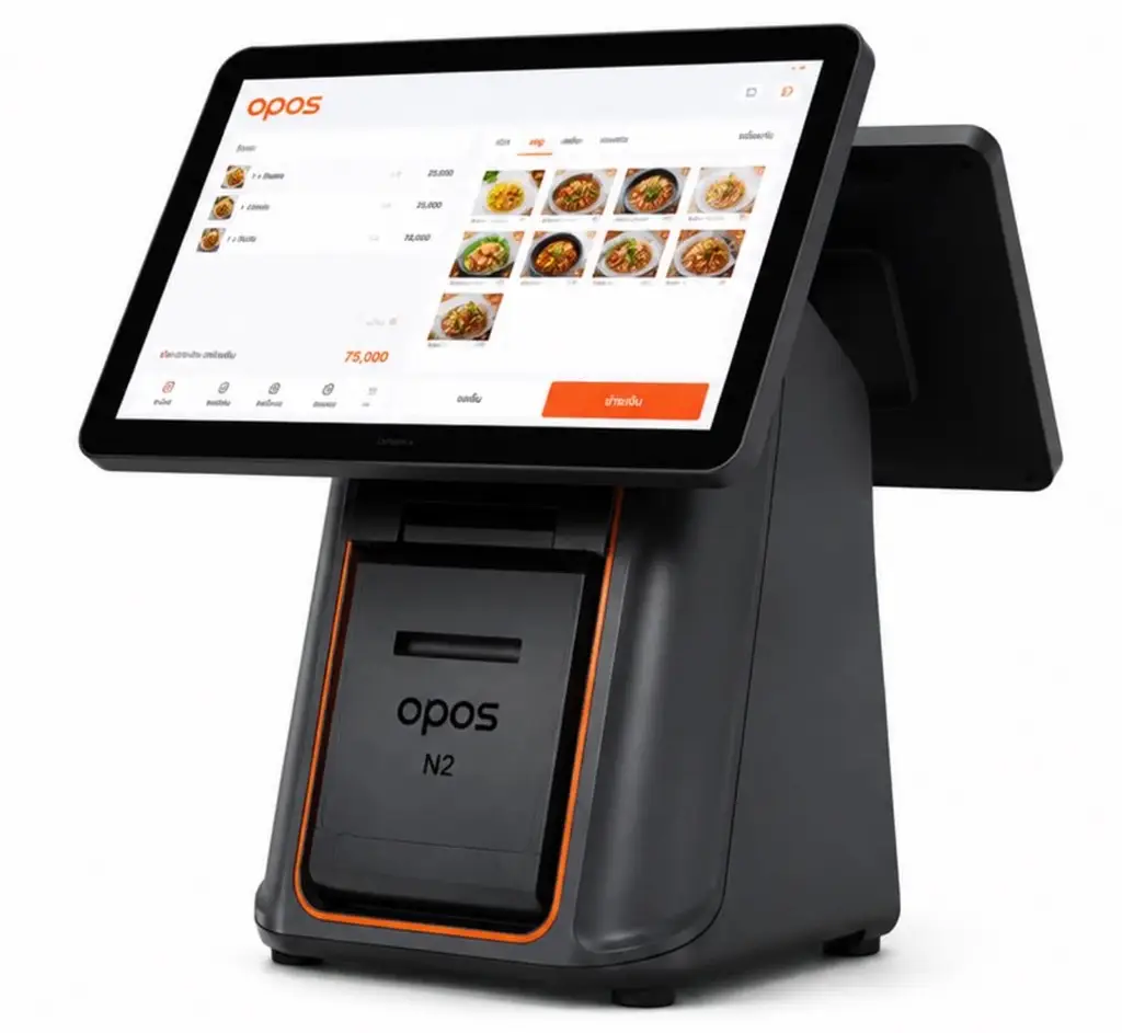 OPOS N2 เครื่องคิดเงิน POS แบบ All-in-One 2หน้าจอสัมผัส , พร้อมเครื่องพิมพ์ - Image 1